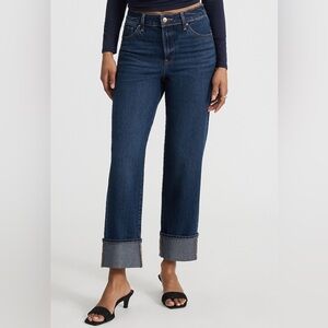 EXPRESS NWT High Waisted Dark Cuffed 50/50 Rigid Stretch Straight Ankle Jean.